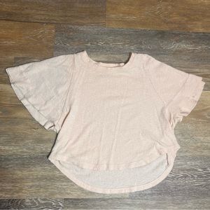 Madewell Womens Top Scoop Neck Ruffle Sleeve Light Pink XXS